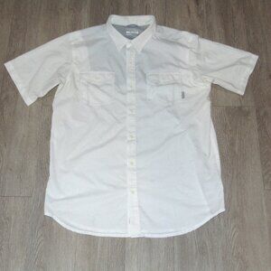 Columbia Mens Short Sleeve Fishing Hiking Shirt XL White Nylon PFG Omni Shade